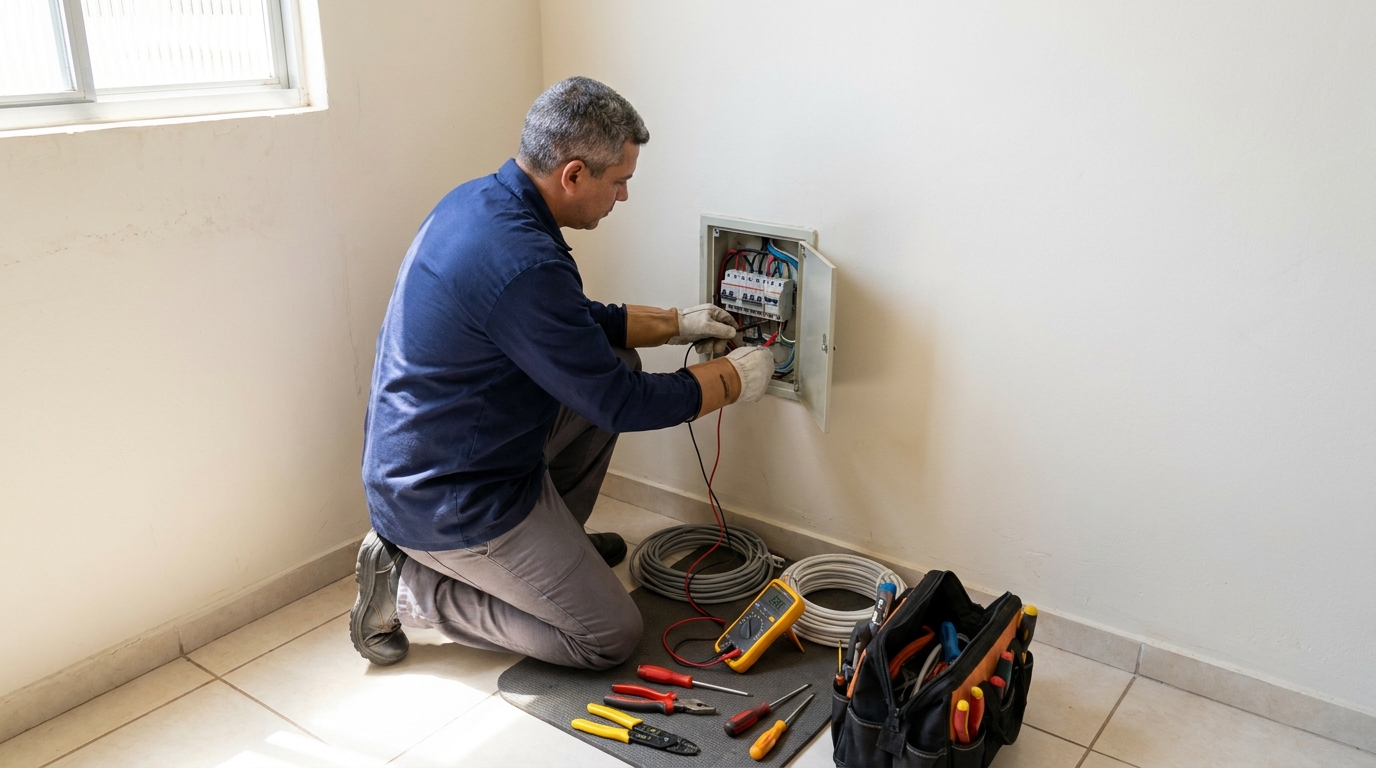 Eletricista atendendo em residência em Vila Velha-ES